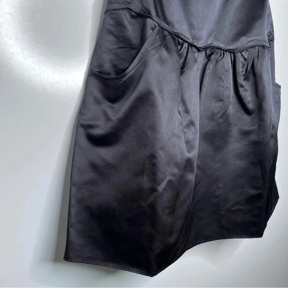 Vera Wang Black Silk Strapless Pocket Dress with Rhinestone Belt Size 4 - Picture 5 of 14